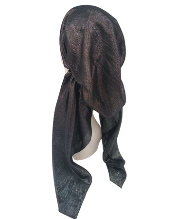 SG CS01-BS Black/Silver Metallic Cotton Pre-Tied Tichel mysellfingerie.com